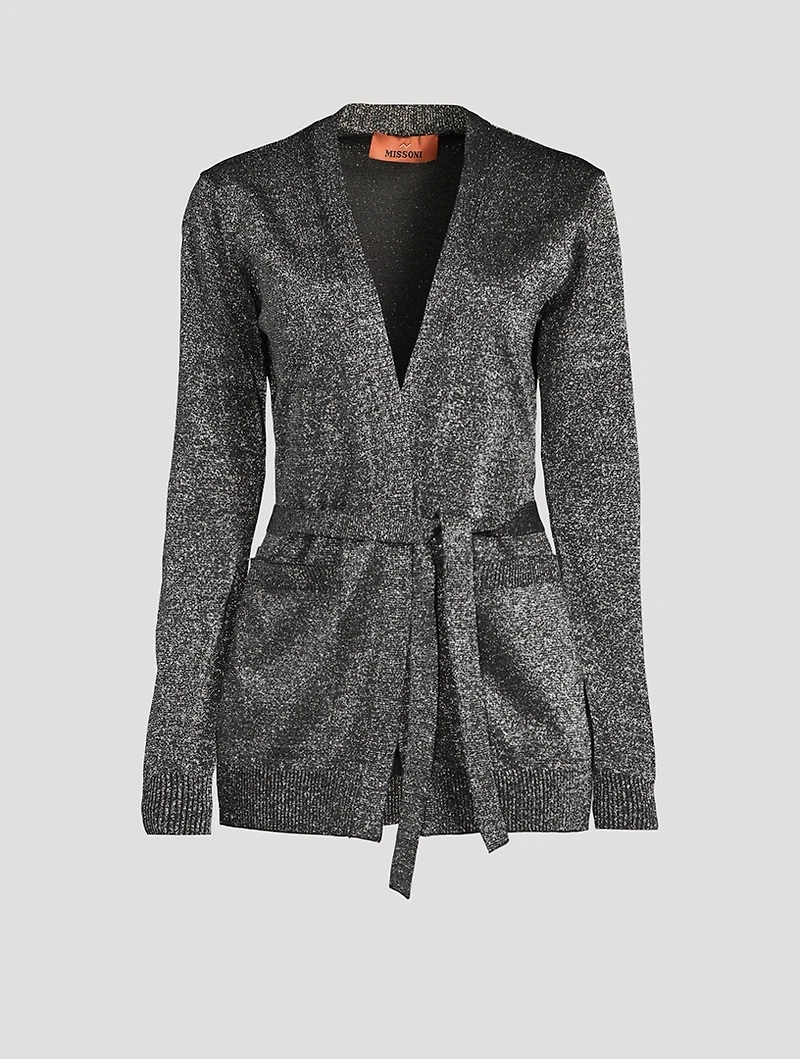 Belted Lurex Cardigan