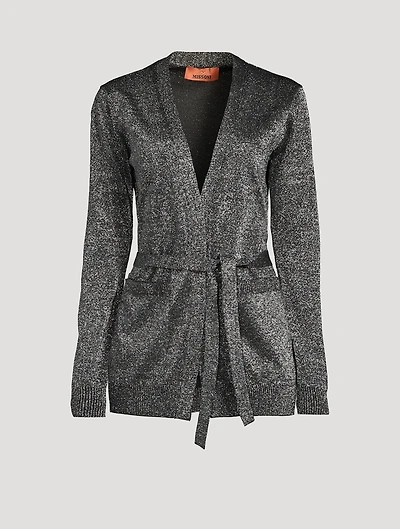 Belted Lurex Cardigan