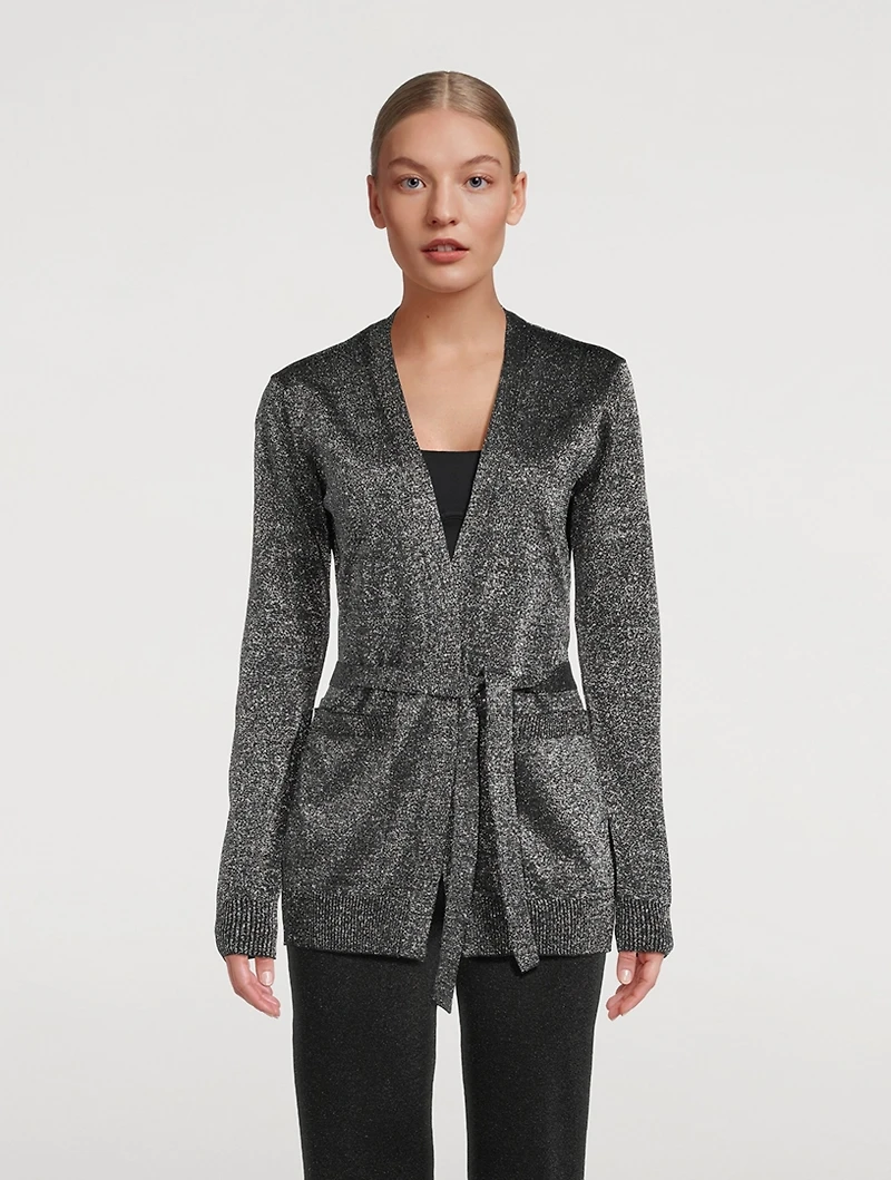 Belted Lurex Cardigan