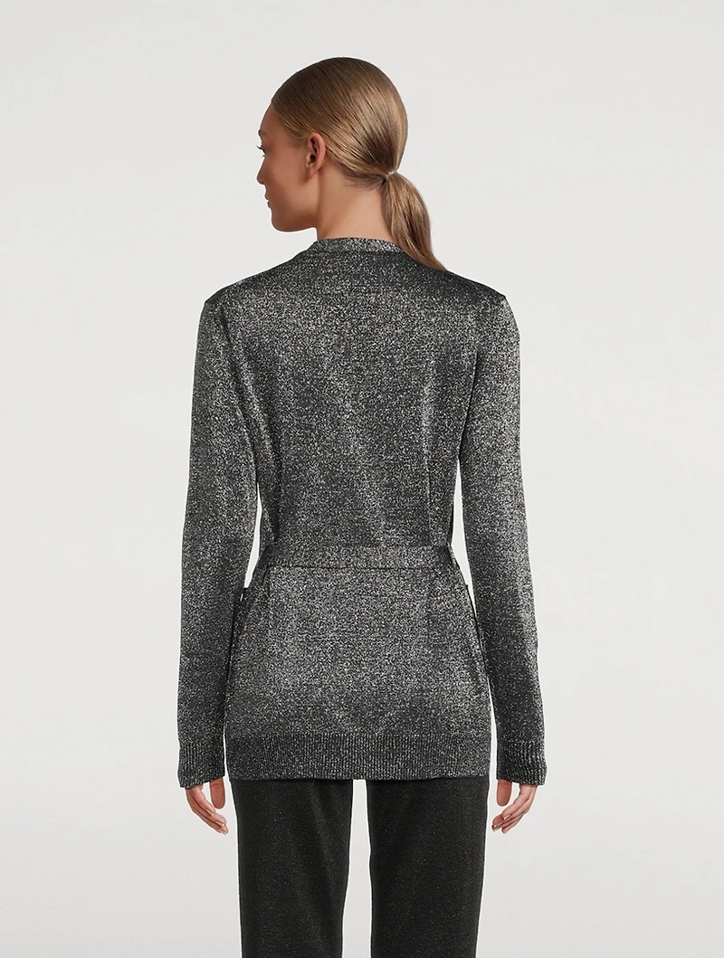 Belted Lurex Cardigan
