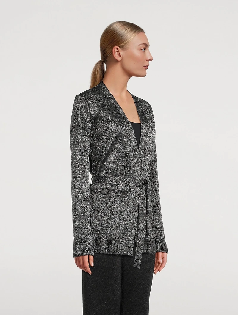 Belted Lurex Cardigan