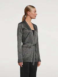 Belted Lurex Cardigan