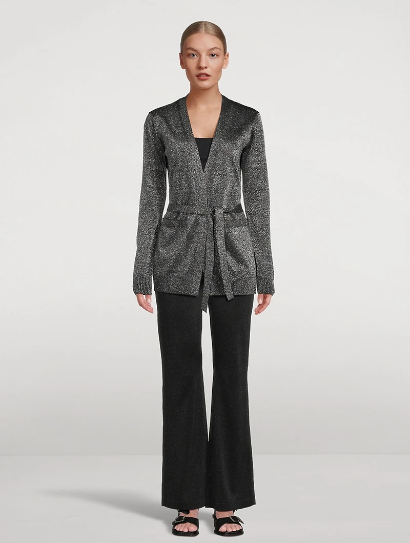 Belted Lurex Cardigan