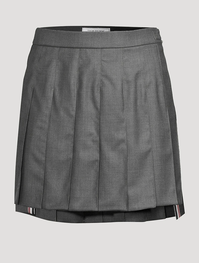 Pleated Twill Mini Skirt
