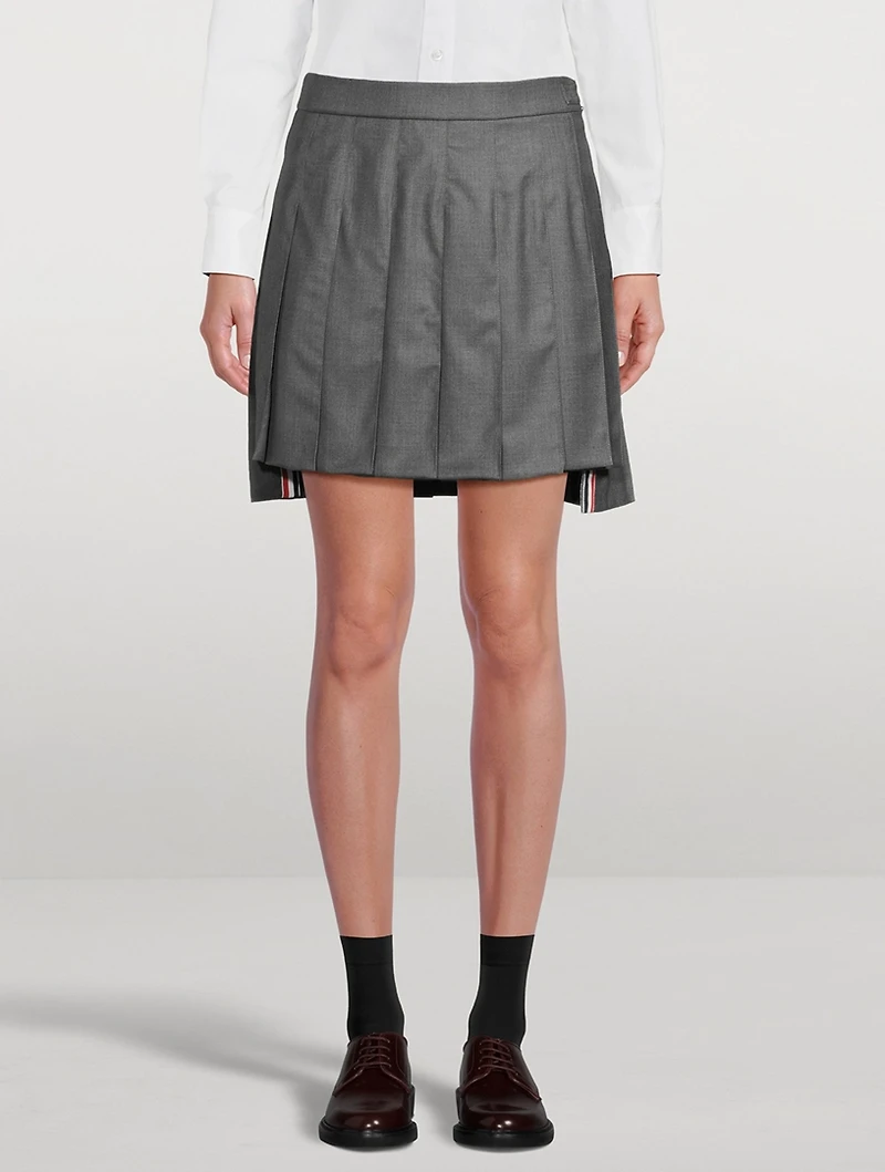 Pleated Twill Mini Skirt