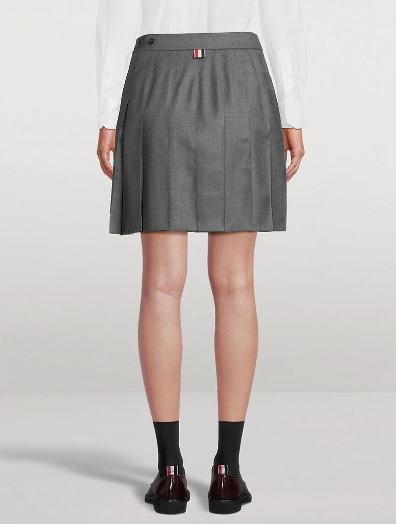 Pleated Twill Mini Skirt