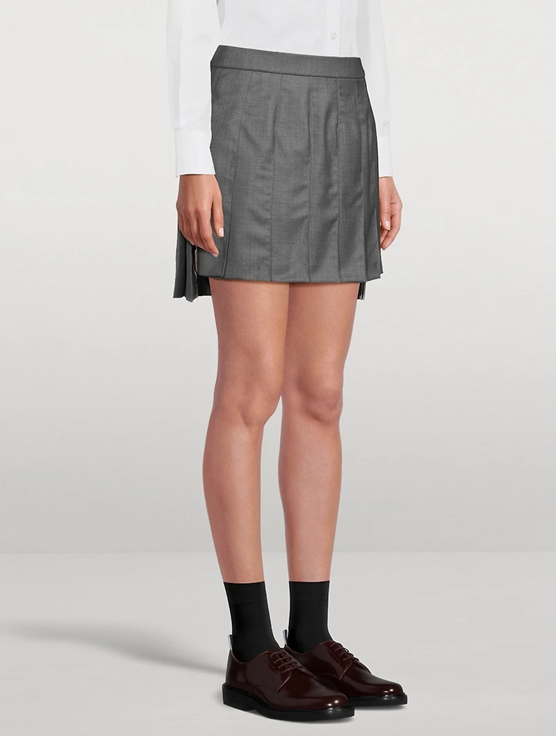 Pleated Twill Mini Skirt