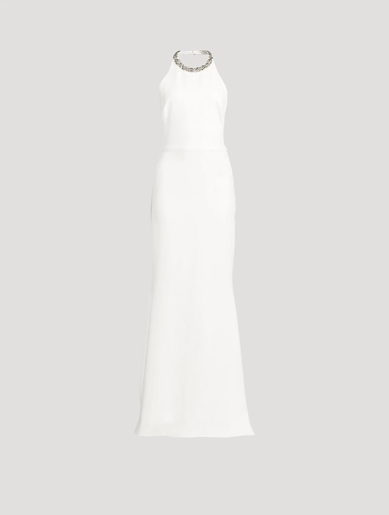 Halter Evening Dress With Crystals