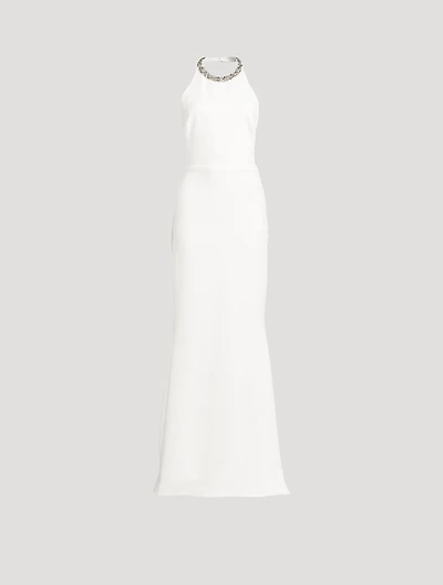 Halter Evening Dress With Crystals