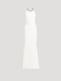 Halter Evening Dress With Crystals