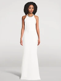 Halter Evening Dress With Crystals