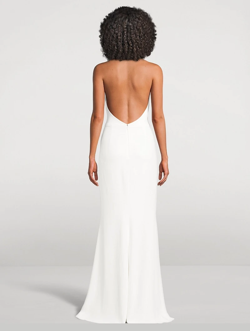 Halter Evening Dress With Crystals