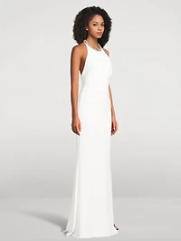 Halter Evening Dress With Crystals
