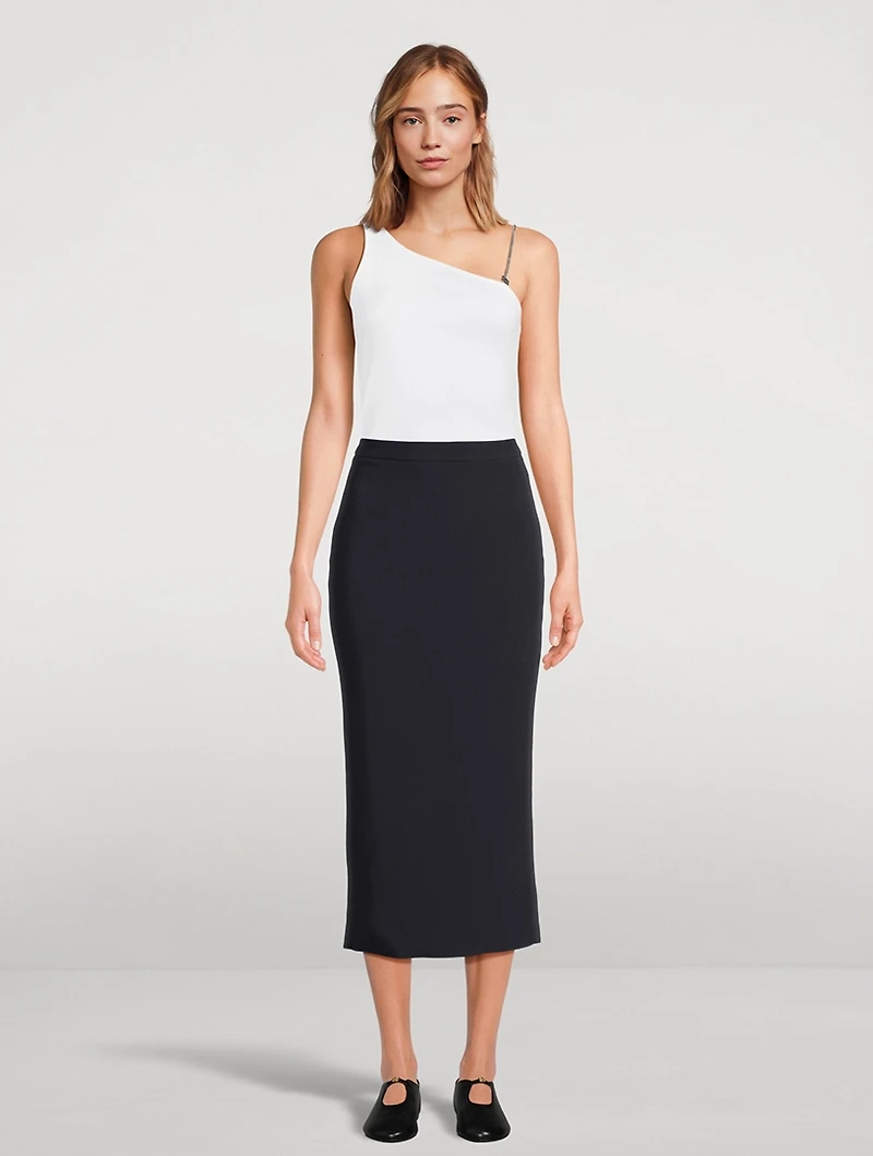 Kick-Flare Midi Skirt