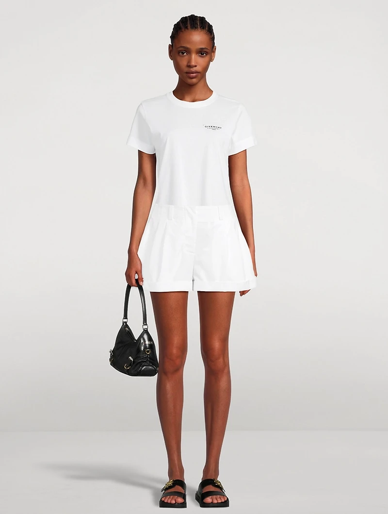 Pleated Poplin Shorts