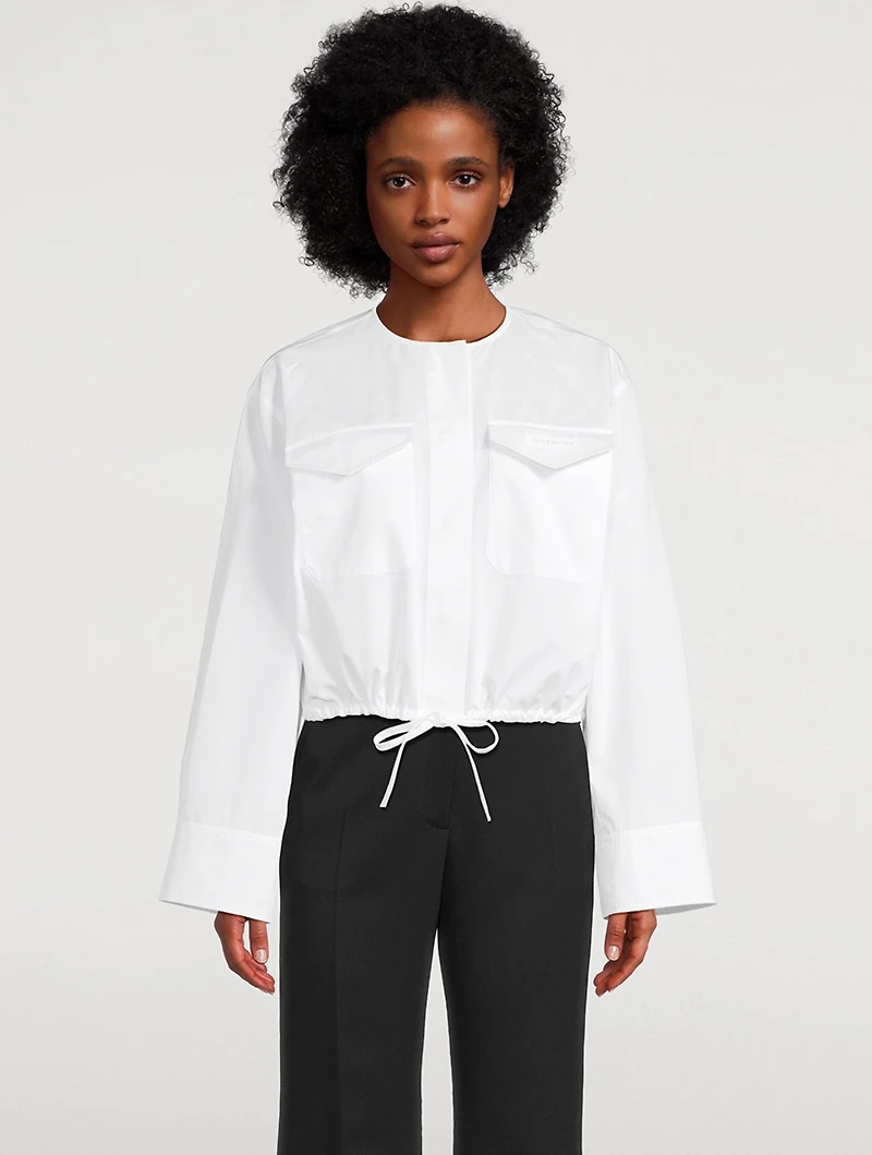 Drawstring Poplin Shirt