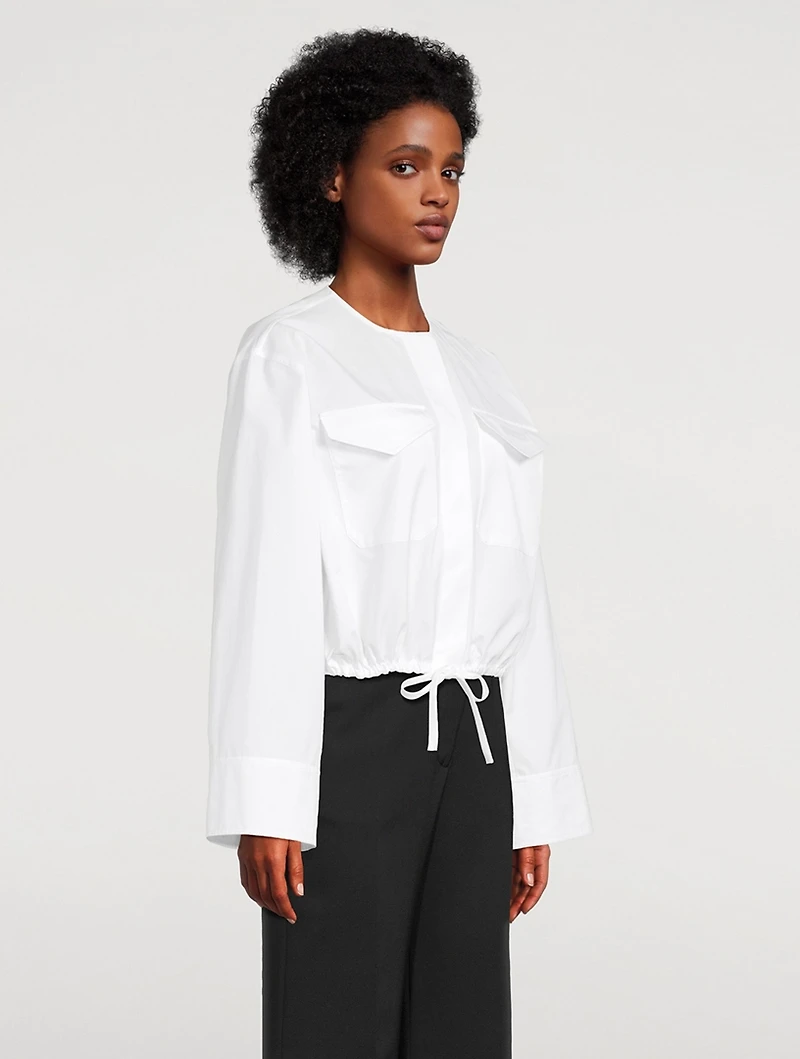 Drawstring Poplin Shirt