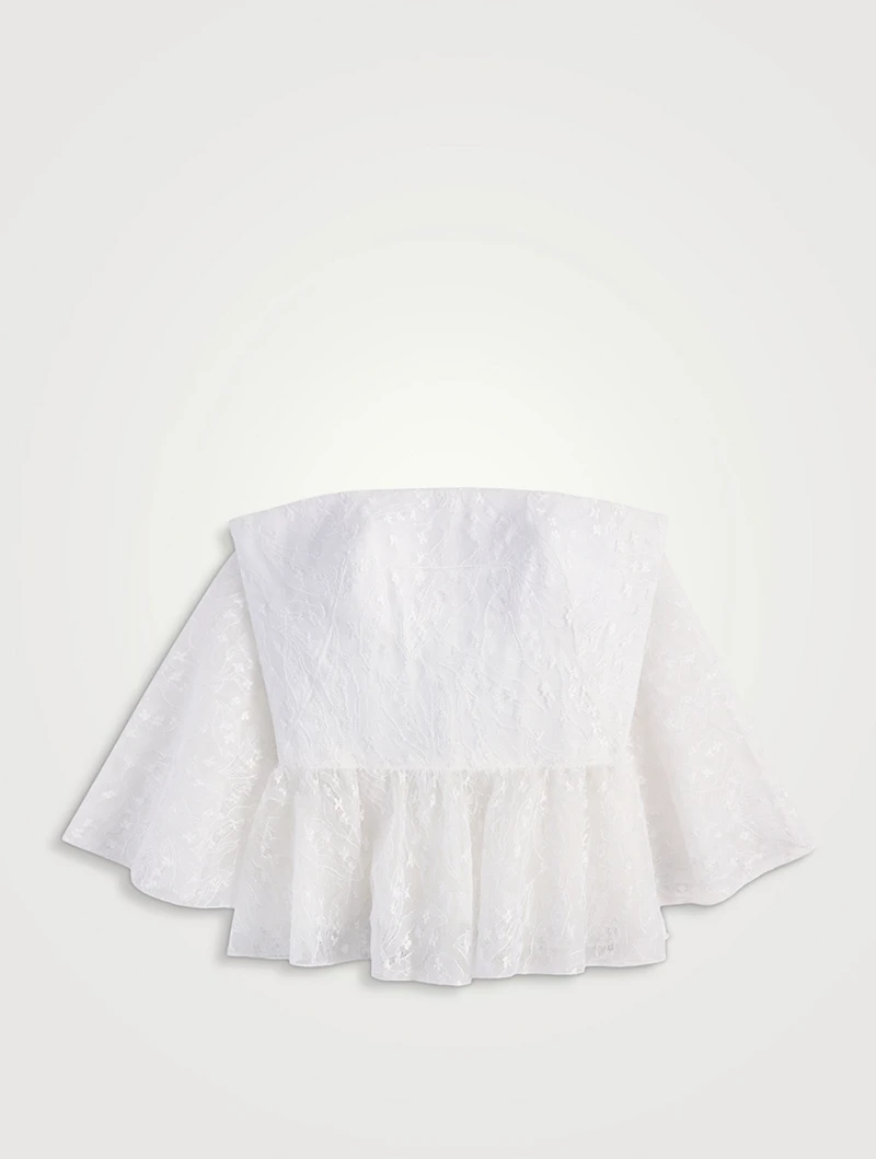 Strapless Lace Blouse With Cape