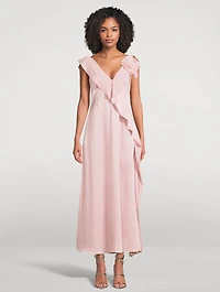 Ruffled Satin Dress