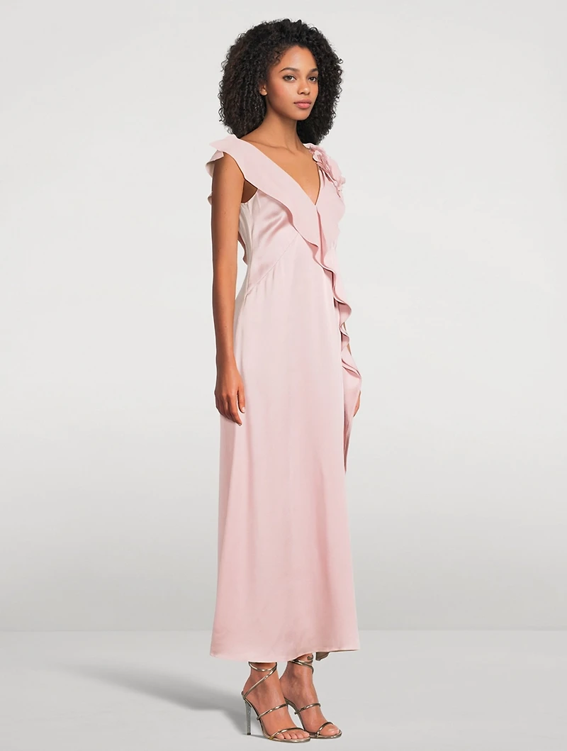 Ruffled Satin Dress