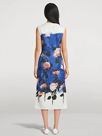 Faille Midi Dress Brushstroke Floral Print