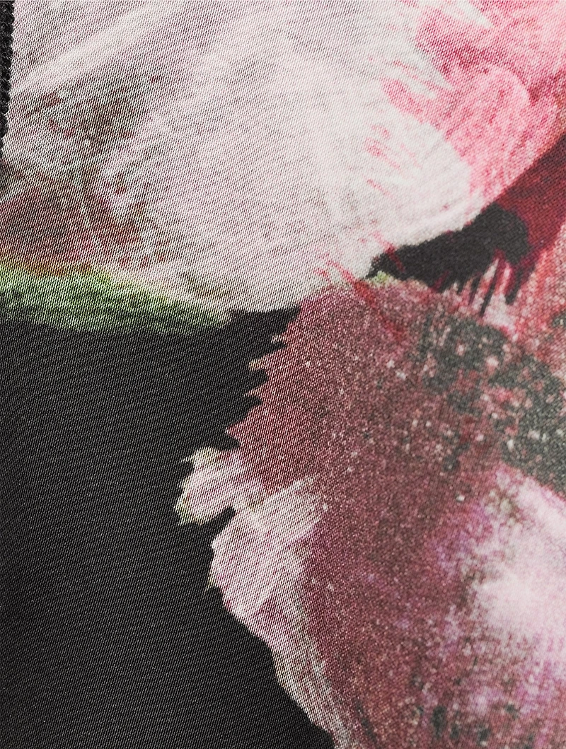 Mixed-Media Cardigan Floral Print