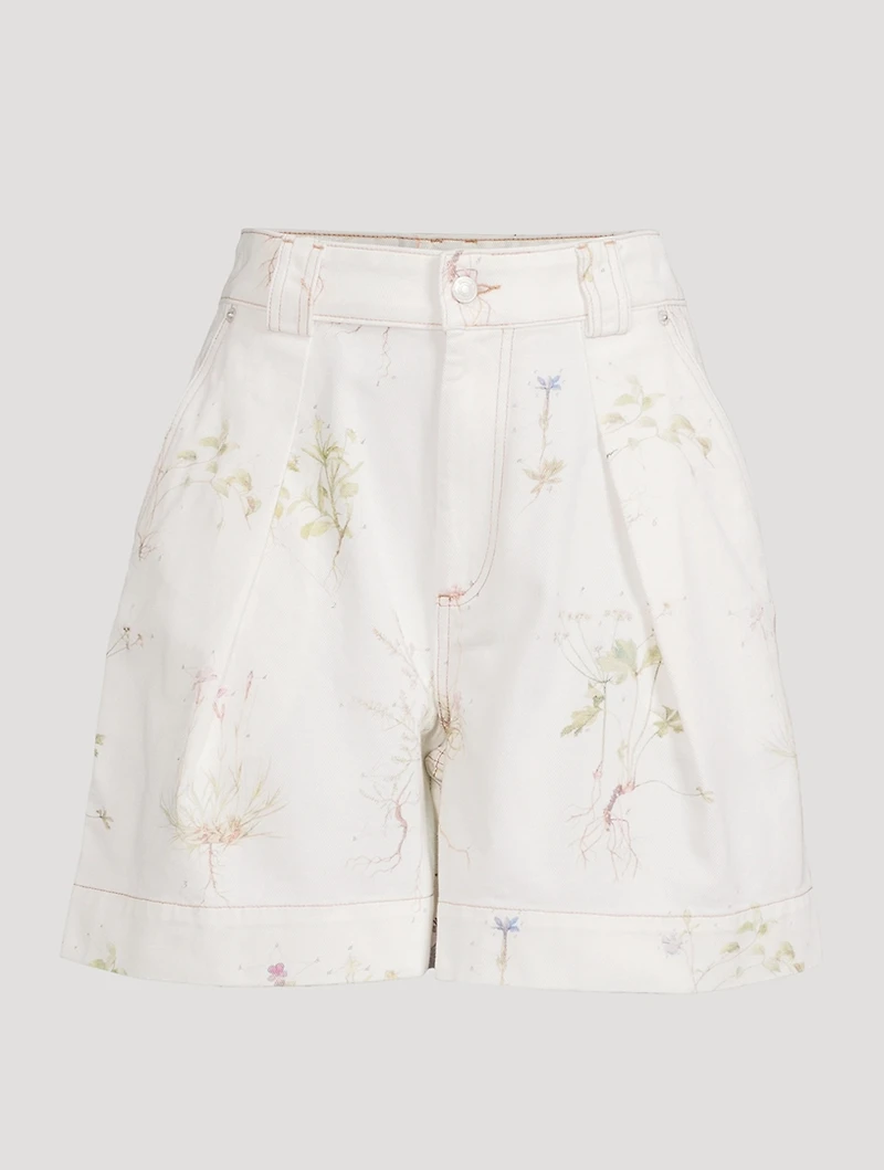 Denim Shorts Floral Print