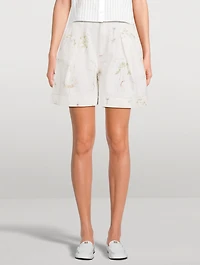 Denim Shorts Floral Print