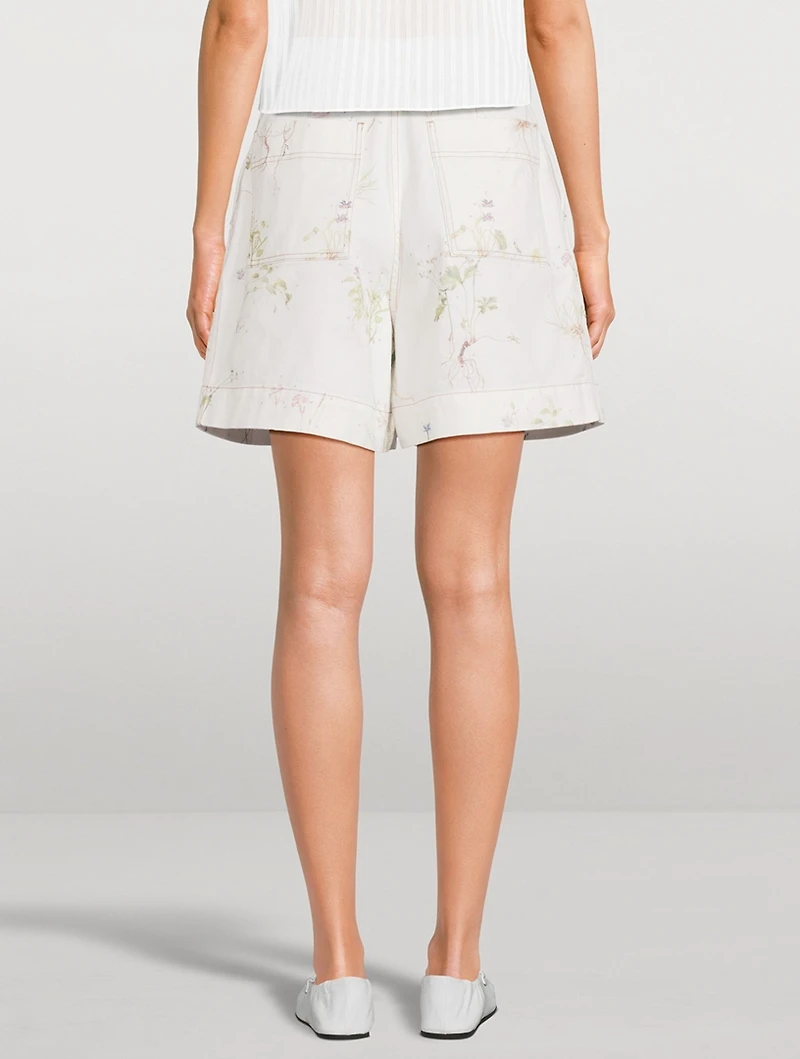 Denim Shorts Floral Print