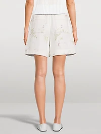 Denim Shorts Floral Print