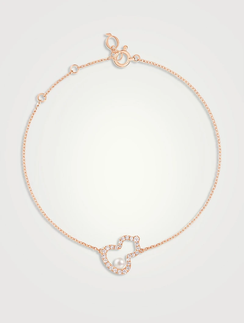 Petite Wulu 18K Rose Gold Bracelet With Akoya Pearl And Diamonds