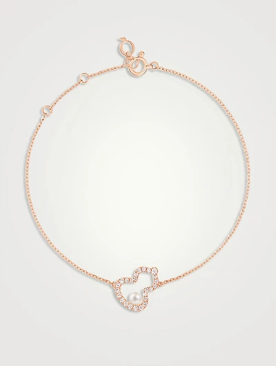 Petite Wulu 18K Rose Gold Bracelet With Akoya Pearl And Diamonds