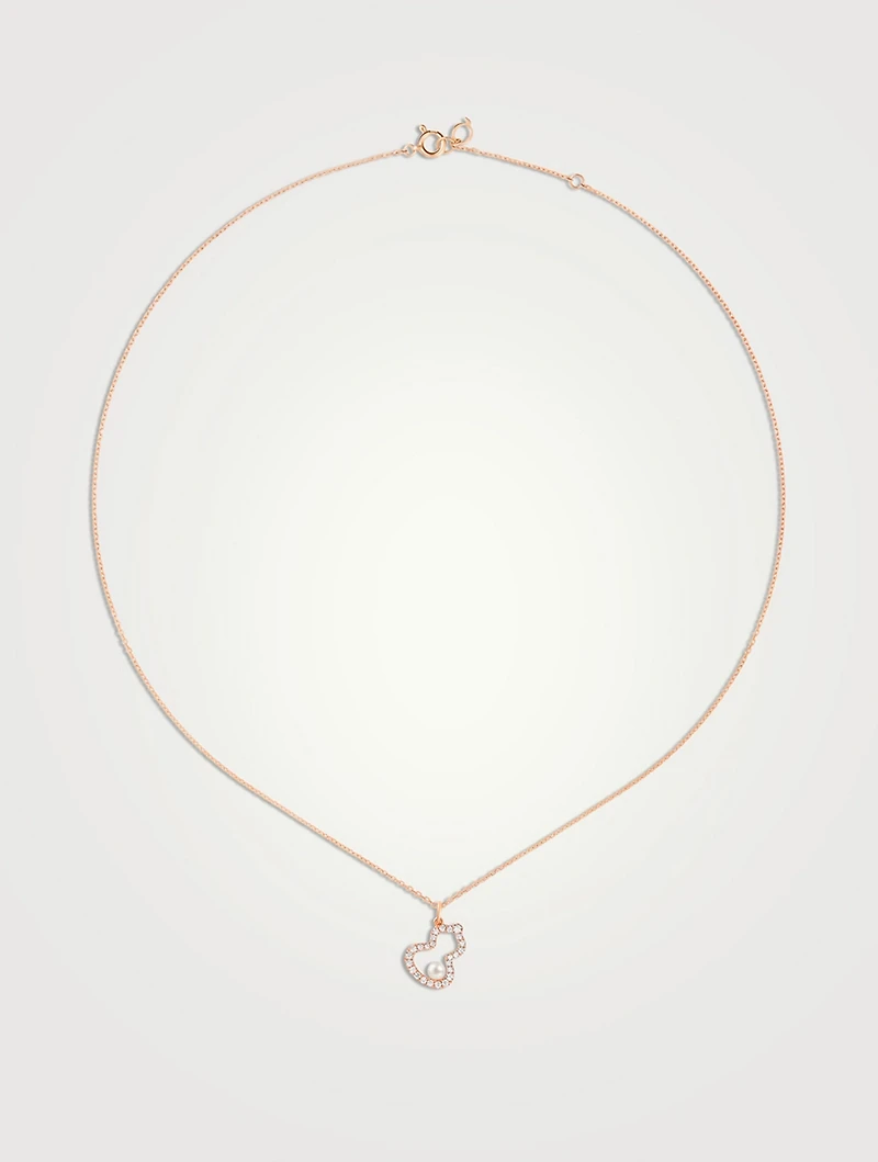 Petite Wulu 18K Rose Gold Necklace With Akoya Pearl And Diamonds