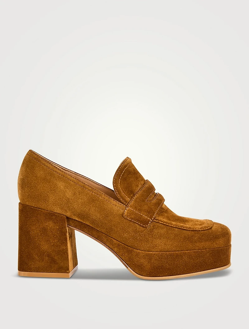 Rouen Suede Platform Penny Loafers