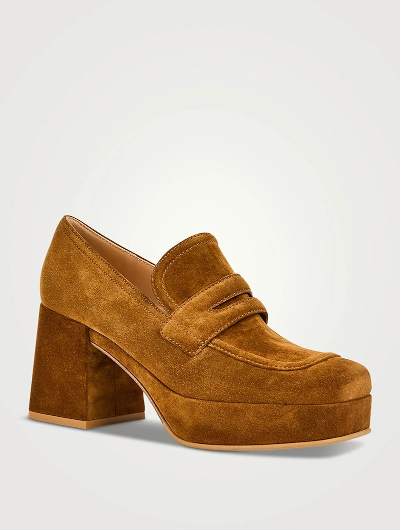Rouen Suede Platform Penny Loafers