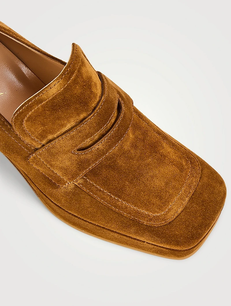 Rouen Suede Platform Penny Loafers