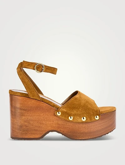 Suede Platform Wedge Sandals