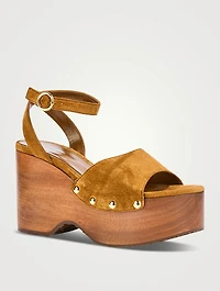 Suede Platform Wedge Sandals