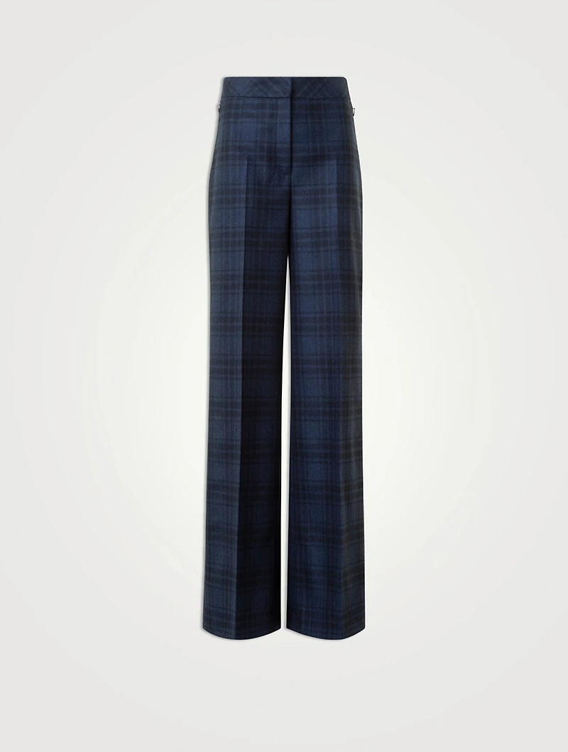 Fior Plaid Wool Straight-Leg Trousers