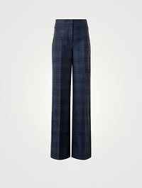 Fior Plaid Wool Straight-Leg Trousers