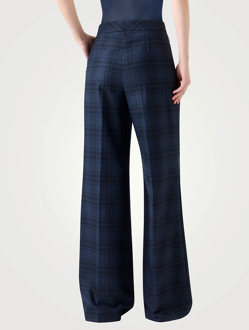 Fior Plaid Wool Straight-Leg Trousers