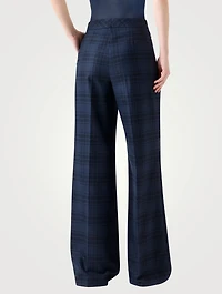 Fior Plaid Wool Straight-Leg Trousers