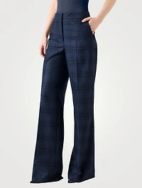 Fior Plaid Wool Straight-Leg Trousers