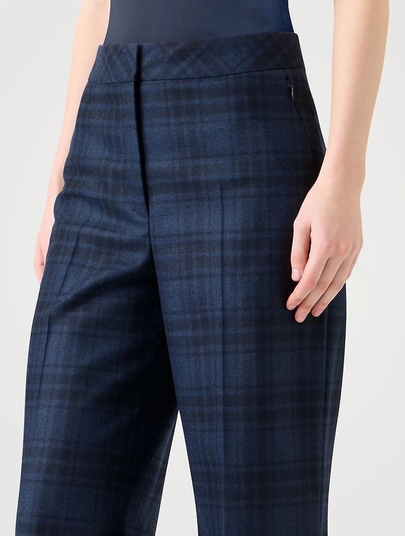 Fior Plaid Wool Straight-Leg Trousers