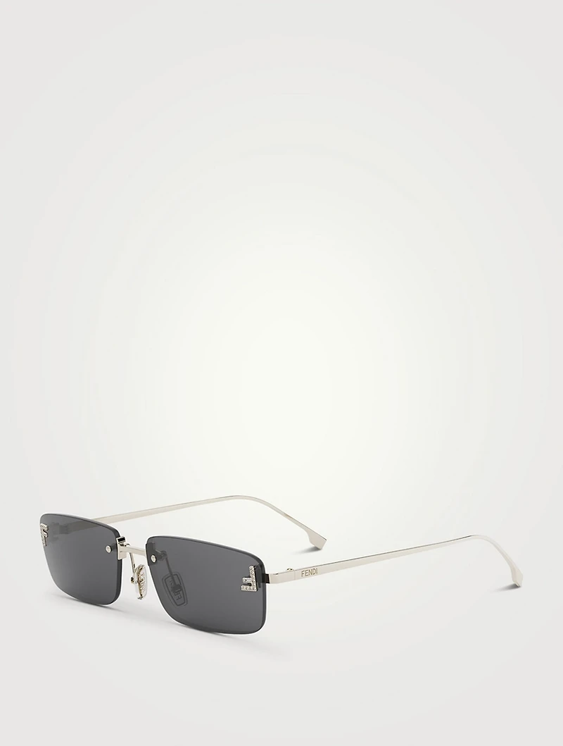 Fendi First Crystal Rectangular Sunglasses
