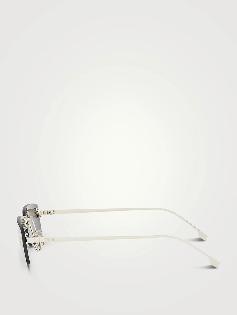 Fendi First Crystal Rectangular Sunglasses