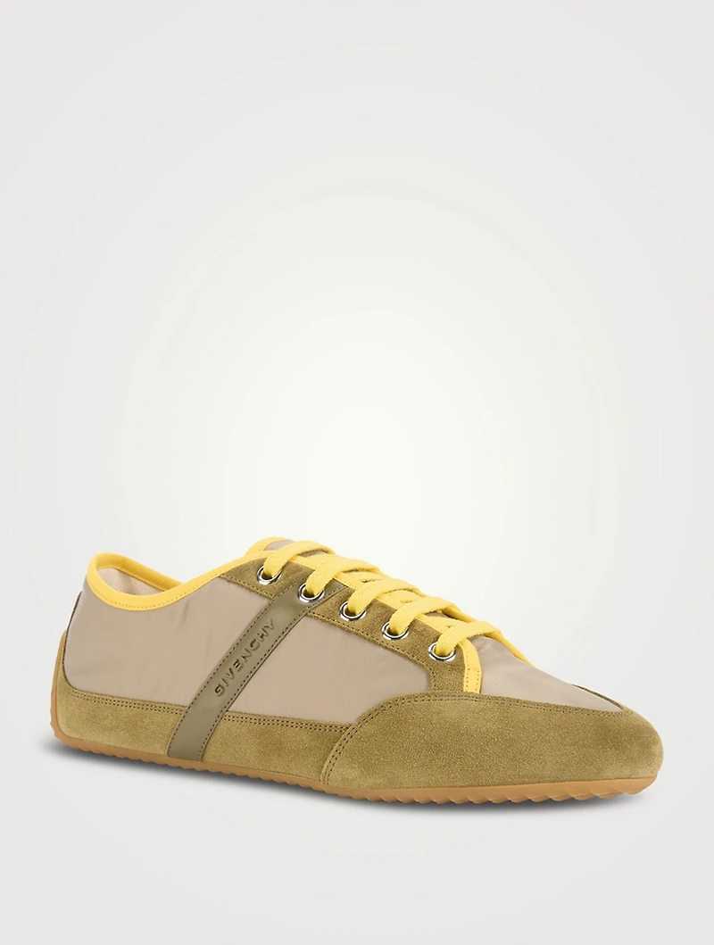 Nylon And Suede Slim Sneakers