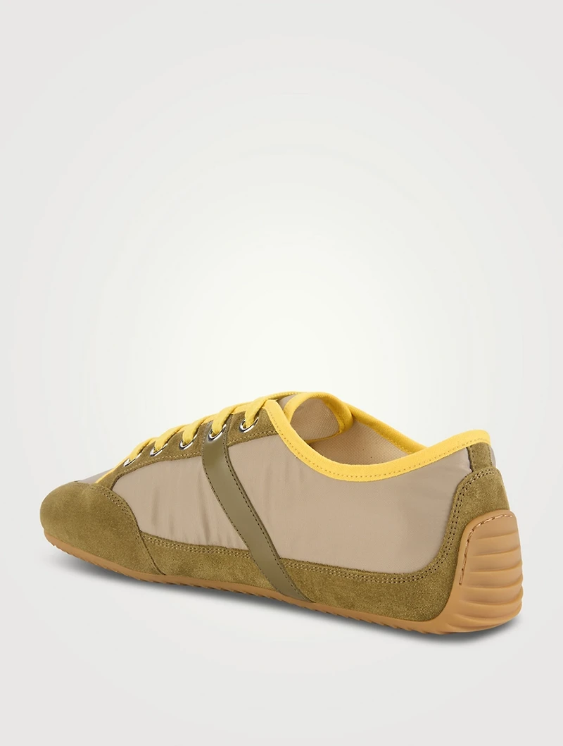 Nylon And Suede Slim Sneakers
