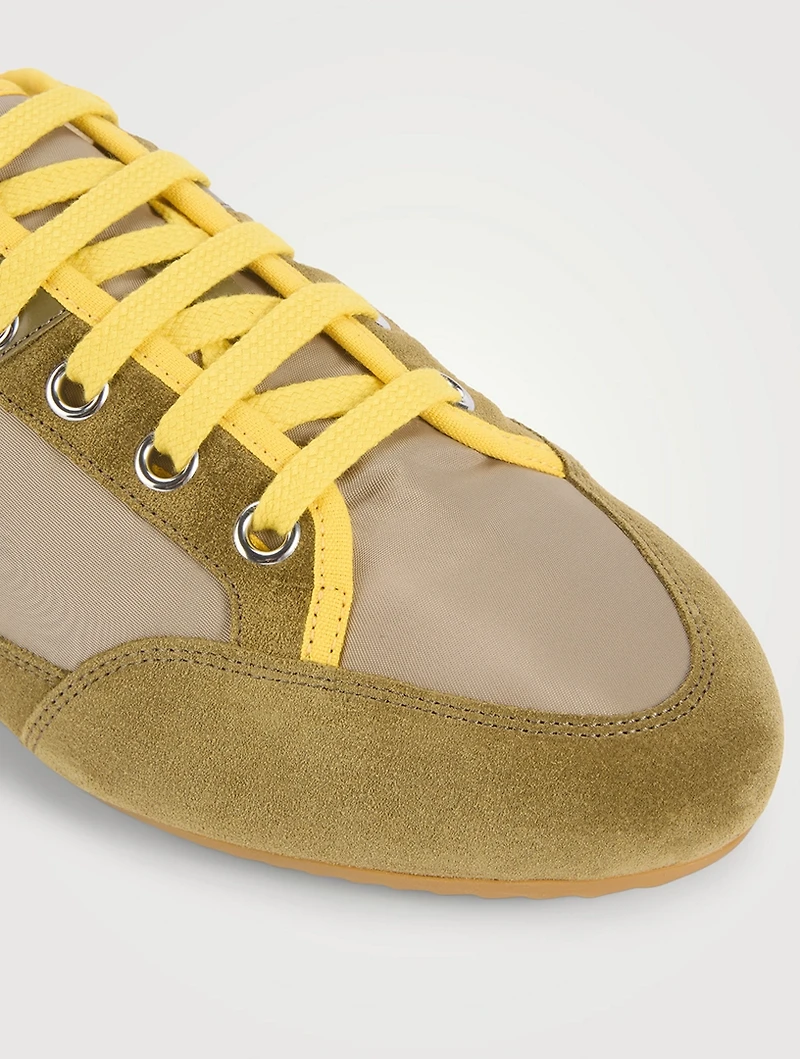 Nylon And Suede Slim Sneakers