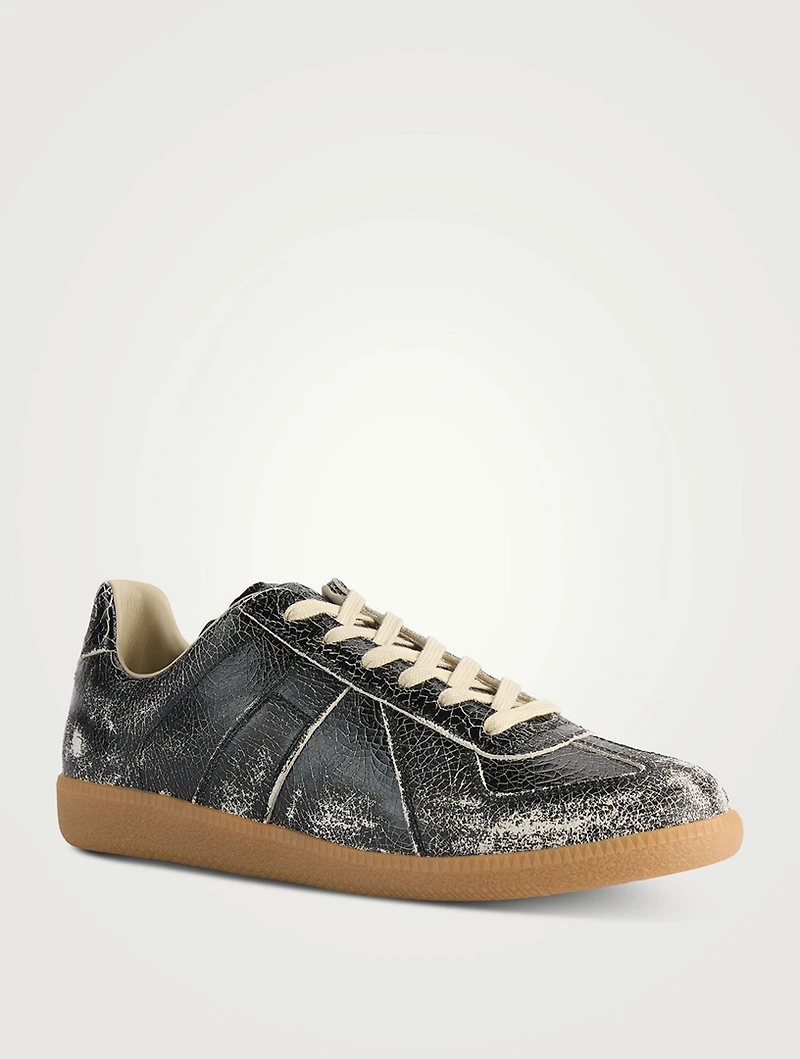 Replica Cracked Leather Sneakers